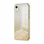 For iPhone XR Gradient Glitter Powder Electroplated Phone Case(Gold)