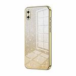 For iPhone XS Max Gradient Glitter Powder Electroplated Phone Case(Gold)