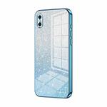 For iPhone XS Max Gradient Glitter Powder Electroplated Phone Case(Blue)