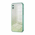 For iPhone XS Max Gradient Glitter Powder Electroplated Phone Case(Green)