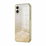 For iPhone 16 Plus Gradient Glitter Powder Electroplated Phone Case(Gold)