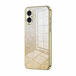 For iPhone 16 Gradient Glitter Powder Electroplated Phone Case(Gold)