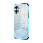 For iPhone 16 Gradient Glitter Powder Electroplated Phone Case(Blue)