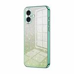 For iPhone 16 Gradient Glitter Powder Electroplated Phone Case(Green)