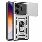 For Tecno Pova 6 Pro Sliding Camera Cover Design TPU+PC Phone Case(Silver)