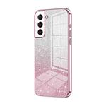 For Samsung Galaxy S21 5G Gradient Glitter Powder Electroplated Phone Case(Pink)