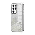 For Samsung Galaxy S21 Ultra 5G Gradient Glitter Powder Electroplated Phone Case(Silver)