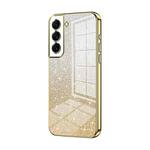 For Samsung Galaxy S22+ 5G Gradient Glitter Powder Electroplated Phone Case(Gold)