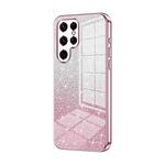 For Samsung Galaxy S22 Ultra 5G Gradient Glitter Powder Electroplated Phone Case(Pink)