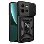 For vivo V25 5G/V25e 4G/X80 Lite 5G Sliding Camera Cover Design TPU+PC Phone Case(Black)