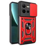 For vivo V25 5G/V25e 4G/X80 Lite 5G Sliding Camera Cover Design TPU+PC Phone Case(Red)