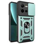 For vivo V25 5G/V25e 4G/X80 Lite 5G Sliding Camera Cover Design TPU+PC Phone Case(Green)