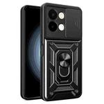 For vivo Y28 4G Sliding Camera Cover Design TPU+PC Phone Case(Black)