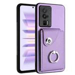 For Xiaomi Poco F5 Pro/Redmi K60/K60 Pro Organ Card Bag Ring Holder PU Phone Case(Purple)