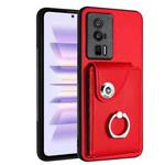 For Xiaomi Poco F5 Pro/Redmi K60/K60 Pro Organ Card Bag Ring Holder PU Phone Case(Red)