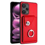 For Xiaomi Poco F5 5G/Redmi Note 12 Turbo Organ Card Bag Ring Holder PU Phone Case(Red)