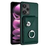 For Xiaomi Poco F5 5G/Redmi Note 12 Turbo Organ Card Bag Ring Holder PU Phone Case(Green)