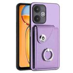 For Xiaomi Redmi 13C 5G / Redmi 13R Organ Card Bag Ring Holder PU Phone Case(Purple)