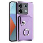 For Xiaomi Redmi Note 13 Pro 5G Global Organ Card Bag Ring Holder PU Phone Case(Purple)