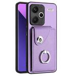 For Xiaomi Redmi Note 13 Pro+ Organ Card Bag Ring Holder PU Phone Case(Purple)