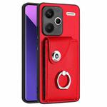 For Xiaomi Redmi Note 13 Pro+ Organ Card Bag Ring Holder PU Phone Case(Red)