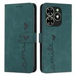 For Tecno Spark Go 2024 / POP 8 Skin Feel Heart Embossed Leather Phone Case with Long Lanyard(Green)