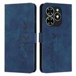 For Tecno Spark Go 2024 / POP 8 Skin Feel Heart Embossed Leather Phone Case with Long Lanyard(Blue)