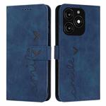 For Tecno Spark 20 Skin Feel Heart Embossed Leather Phone Case with Long Lanyard(Blue)