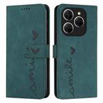 For Tecno Spark 20 Pro Skin Feel Heart Embossed Leather Phone Case with Long Lanyard(Green)