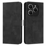 For Tecno Spark 20 Pro Skin Feel Heart Embossed Leather Phone Case with Long Lanyard(Black)