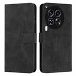 For Tecno Camon 30 Premier Skin Feel Heart Embossed Leather Phone Case with Long Lanyard(Black)