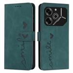 For Tecno Pova 6 Pro Skin Feel Heart Embossed Leather Phone Case with Long Lanyard(Green)