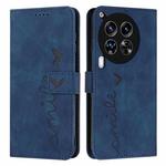 For Tecno Camon 30 4G / 5G Skin Feel Heart Embossed Leather Phone Case with Long Lanyard(Blue)