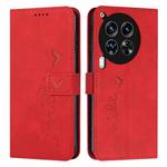 For Tecno Camon 30 4G / 5G Skin Feel Heart Embossed Leather Phone Case with Long Lanyard(Red)