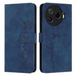 For Tecno Camon 30 Pro 5G Skin Feel Heart Embossed Leather Phone Case with Long Lanyard(Blue)