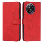 For Tecno Camon 30S Skin Feel Heart Embossed Leather Phone Case with Long Lanyard(Red)