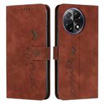 For Tecno Camon 30S Skin Feel Heart Embossed Leather Phone Case with Long Lanyard(Brown)