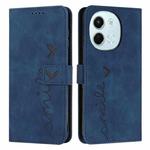 For Tecno Spark 30 5G Skin Feel Heart Embossed Leather Phone Case with Long Lanyard(Blue)