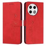 For Tecno Spark 30 Pro Skin Feel Heart Embossed Leather Phone Case with Long Lanyard(Red)