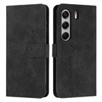 For Tecno Camon 40 Pro 5G Skin Feel Heart Embossed Leather Phone Case with Long Lanyard(Black)