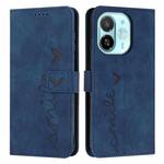 For Tecno Spark 30C 5G / Pop 9 5G Skin Feel Heart Embossed Leather Phone Case with Long Lanyard(Blue)