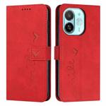 For Tecno Spark 30C 5G / Pop 9 5G Skin Feel Heart Embossed Leather Phone Case with Long Lanyard(Red)