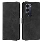 For Tecno Spark 40 Pro+ 4G Skin Feel Heart Embossed Leather Phone Case with Long Lanyard(Black)