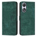 For OPPO A58 / A78 Skin Feel Stripe Pattern Leather Phone Case with Long Lanyard(Green)