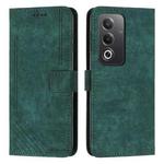 For OPPO A3 Pro Global Skin Feel Stripe Pattern Leather Phone Case with Long Lanyard(Green)