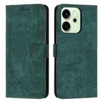 For OPPO Reno14 Global / Reno14 F 5G Skin Feel Stripe Pattern Leather Phone Case with Long Lanyard(Green)
