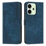 For OPPO Reno14 Global / Reno14 F 5G Skin Feel Stripe Pattern Leather Phone Case with Long Lanyard(Blue)