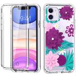 For iPhone 11 C Style Pattern PC + TPU + PET Screen Protection IMD Craft Case(Purple Flower)