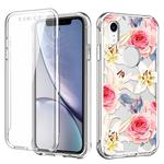 For iPhone XR C Style Pattern PC + TPU + PET Screen Protection IMD Craft Case(Pink Flower)