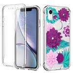 For iPhone 11 For iPhone XR C Style Pattern PC + TPU + PET Screen Protection IMD Craft Case(Purple Flower)